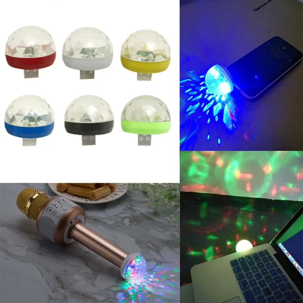 Мини USB LED диско светильник s Портативный со звуковым управлением Хрустальный