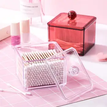 

2 Pcs Cotton Ball Organizer Clear Swab Acrylic Organizer Holder Container for Makeup Pads Q-Tips Cosmetics Cotton Swabs