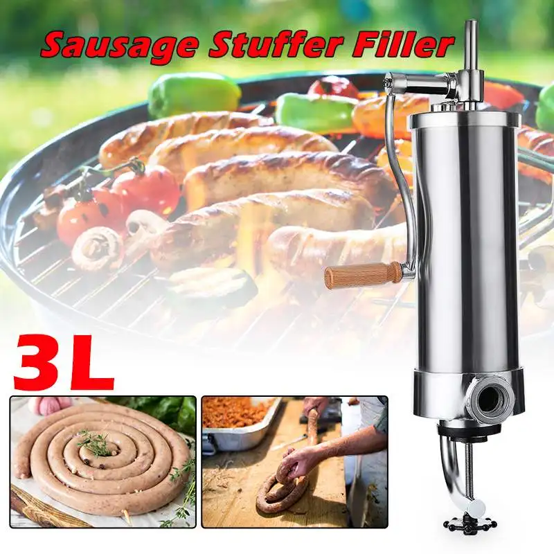 

3L Vertical Meat Sausage Press Stuffer Filler Stainless Steel Home Manual Enema Machine Kitchen Meat Tool Tubes Sausage Maker