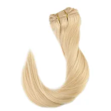 Полный блеск на заколках блонд для наращивания, человеческие волосы блонд, Цвет#613, 9 шт., 100 г, волосы на заколках, двойная пряжа, машинное производство, волосы remy