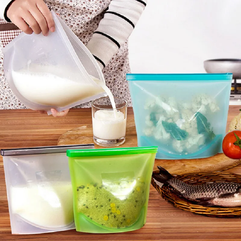 

Sealer Bags Wraps Fridge Food Storage 4pcs Reusable Silicone Vacuum Food Containers Refrigerator Bag Kitchen Colored Ziplock Bag
