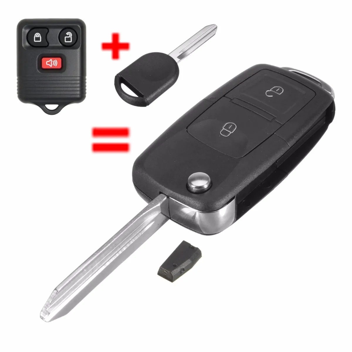 

3 Button Flip Uncut Key Entry Remote Control Fob & Transponder Chip 63 For Ford Expedition 2000-2016 8L3Z15K601B