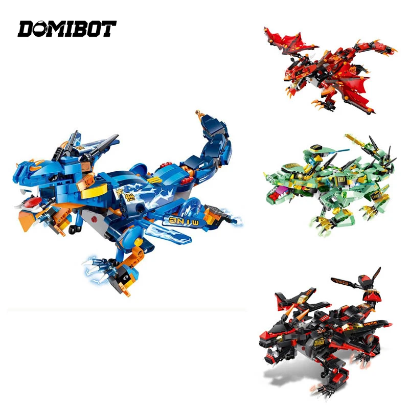 

Domibot Black/Green/Blue/Red Battle Dragon DIY 2.4G 4CH RC Robot Block Building Infrared Control Assembled Robot Children Toys