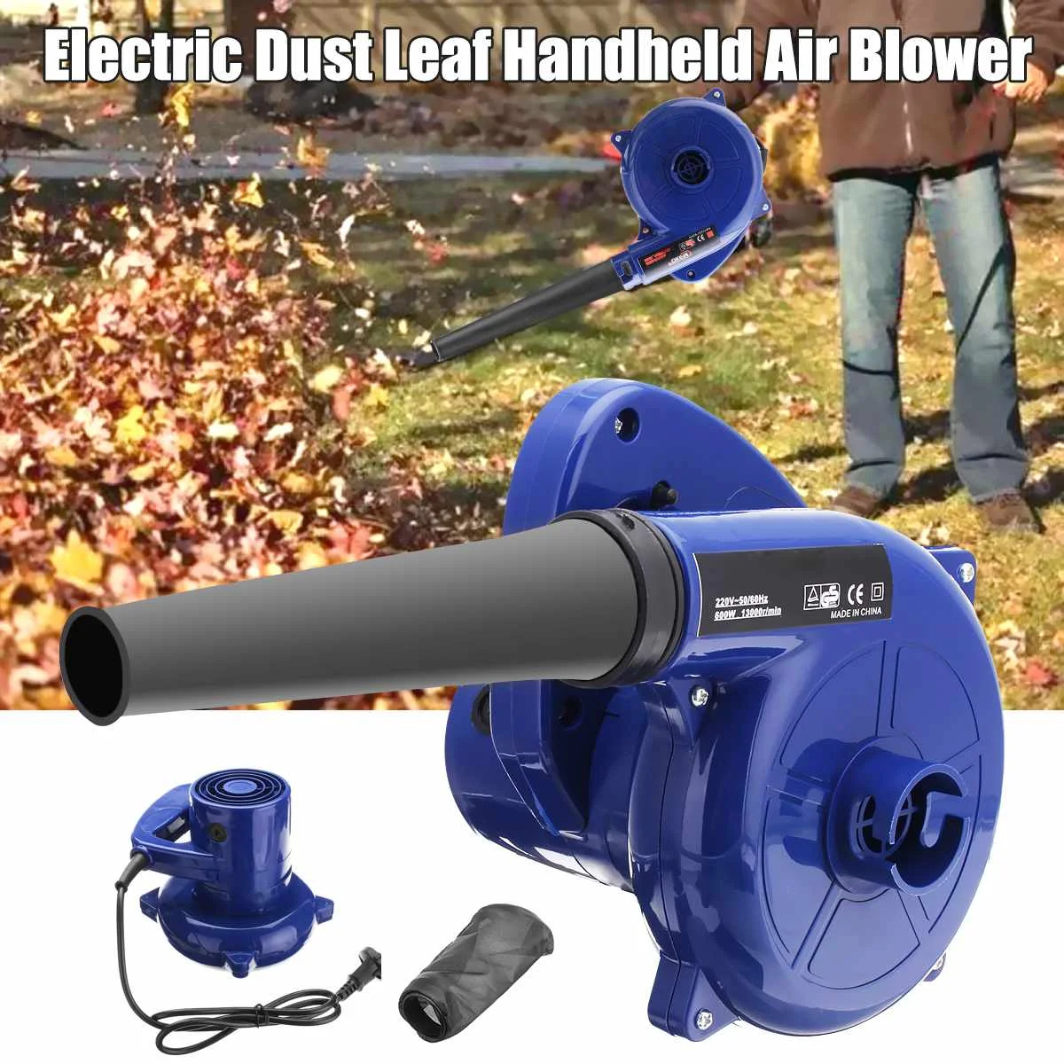 

600W 220V Electric Handheld Air Blower Computer Vacuum Dust Cleaner Leaf Blowing Remover Pipe Power Tool
