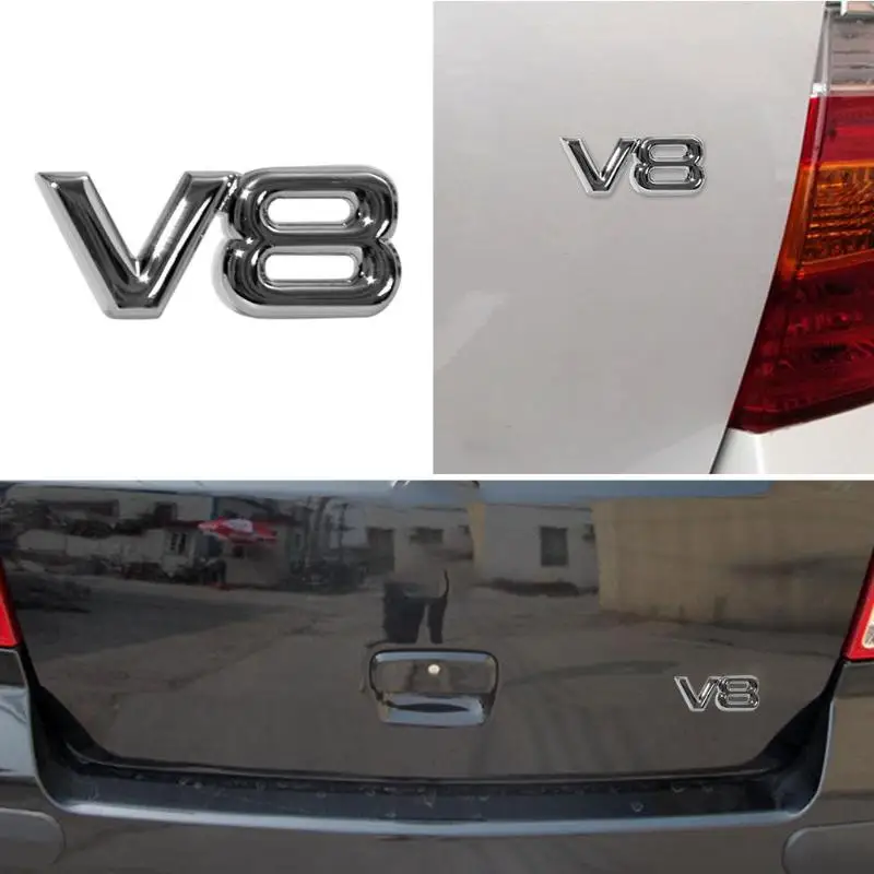 

VODOOL 3D Chrome Metal V8 Pattern Car Auto Tailgate Sticker Trunk Lid Emblem Badge Decal Mark Stickers