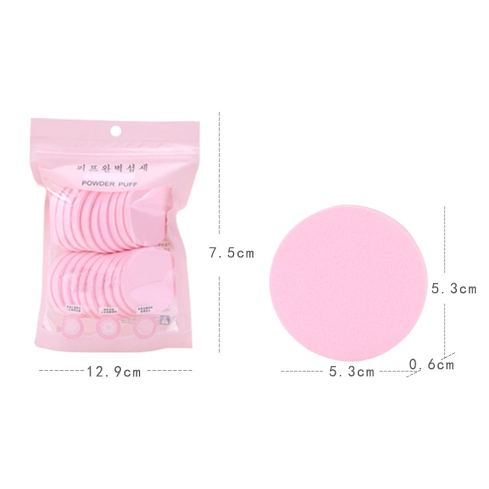20pcs/pack Women Foundation Powder Smooth Sponge Puff Dry Wet Use Pro Makeup Facial Face Cleaning Pad Tools Round Shape 5