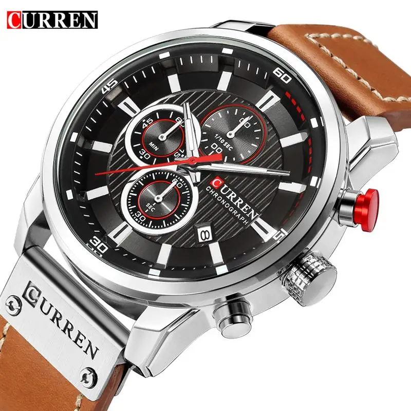 

CURREN Luxury Brand Men Military Sport Watches Men's Quartz Clock Leather Strap Waterproof Date Wristwatch Reloj Hombre