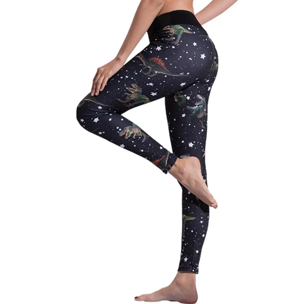

Women Printed Yoga Full Animal Waist All Compression Elastic Sporting Seasons Length Fitness Dinosaur Leggings Yoga