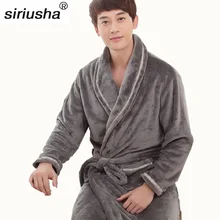 Пеньюар мужской халат, наборы, зимняя плотная фланелевая длинная ночная рубашка с рукавами, милая Коралловая пара больших размеров, мужской Халат S66