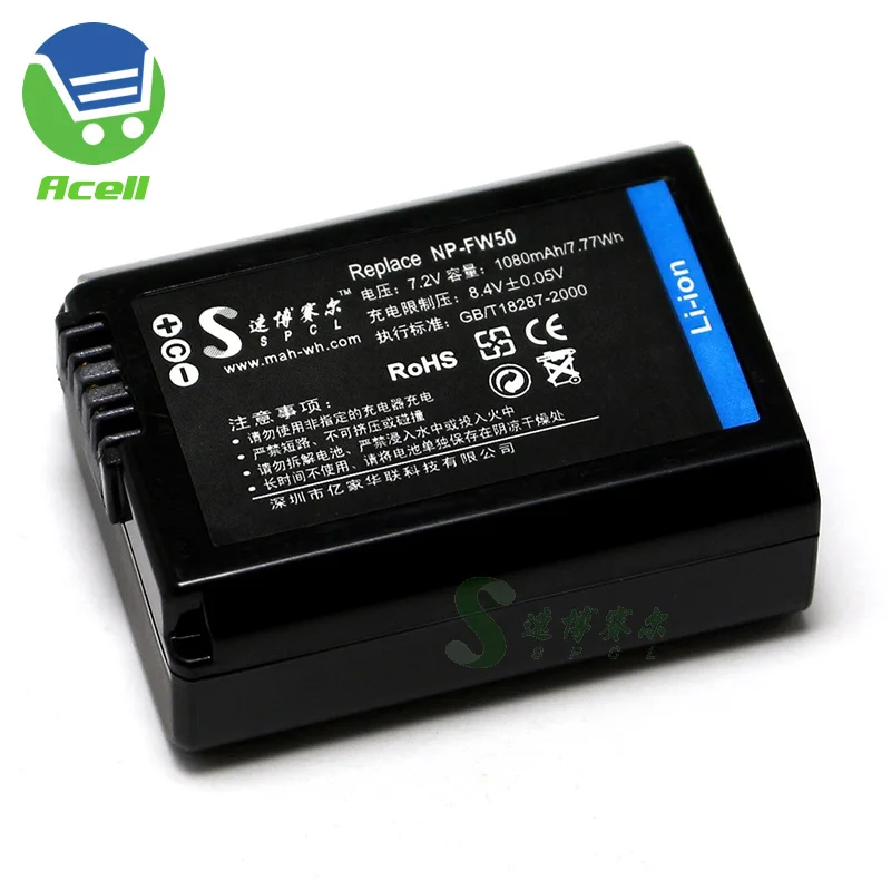 

NP-FW50 Battery for SONY a6500 a6400 a6300 a7II a7SII a7RII a7R a7S a7 RX10IV RX10III RX10II QX1L NEX-5 NEX-7 SLT-A35 Camera
