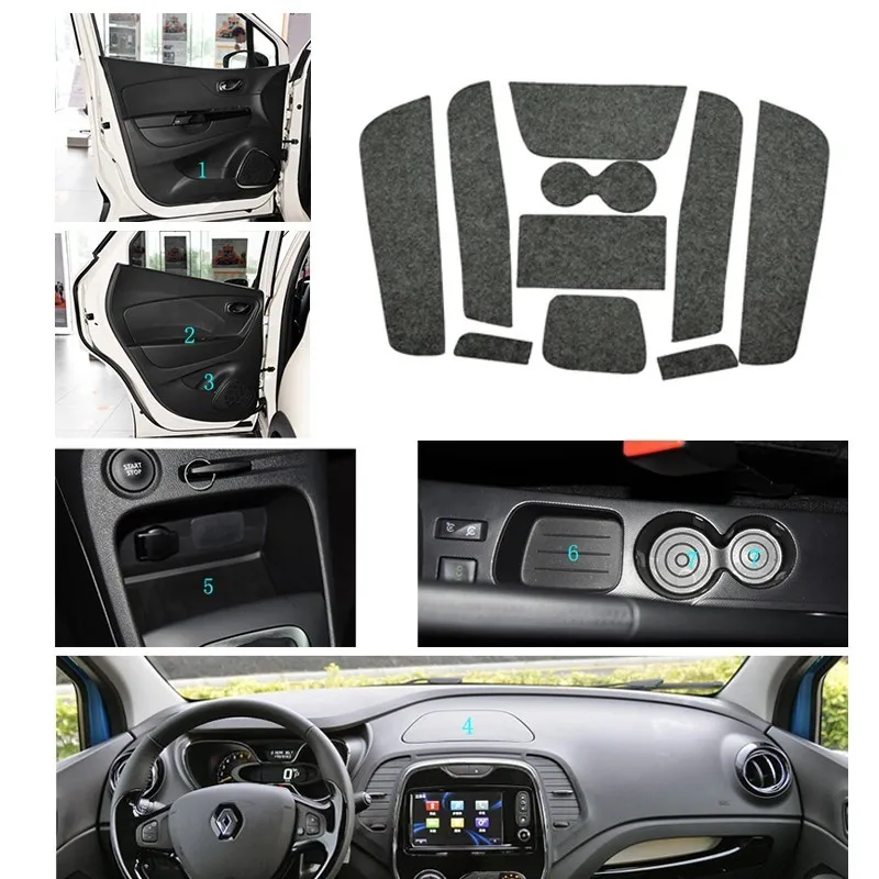 

10 Pcs Gate Slot Mat Pad Felted Wool For Renault Captur QM3 Door Groove Mat Car Accessories Anti-Slip Car Styling