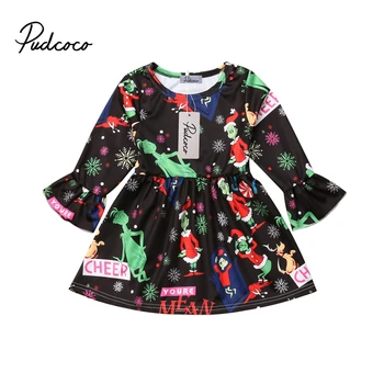 

Xmas Newborn Baby Girl Christmas Tutu Dresses Toddler Autumn Vestidos Clothes Girls Infant Kids Floral Deer Gifts Print Dresses