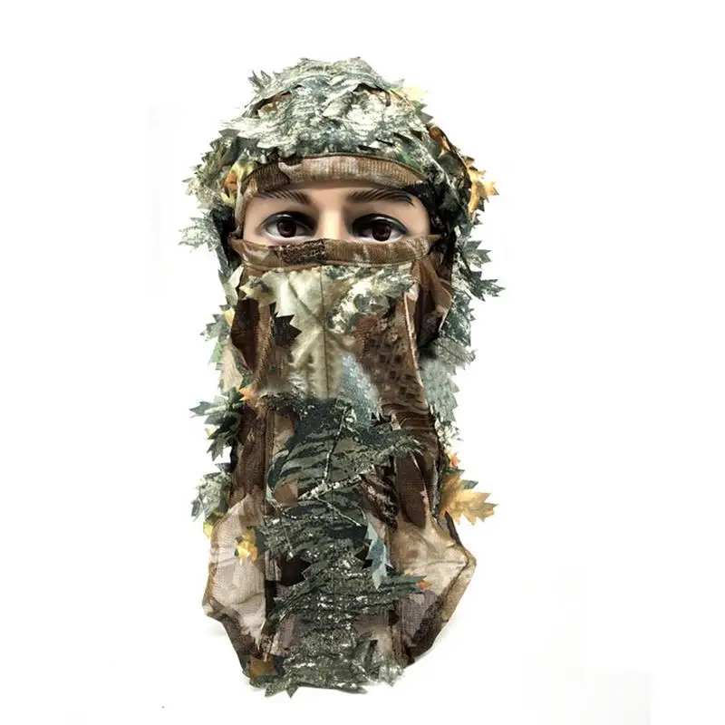 

3D Camouflage Thin Breathable Hoods Leaf Stereo Camouflage Hunting Mask Hat Balaclava Woodland Full Face Mask