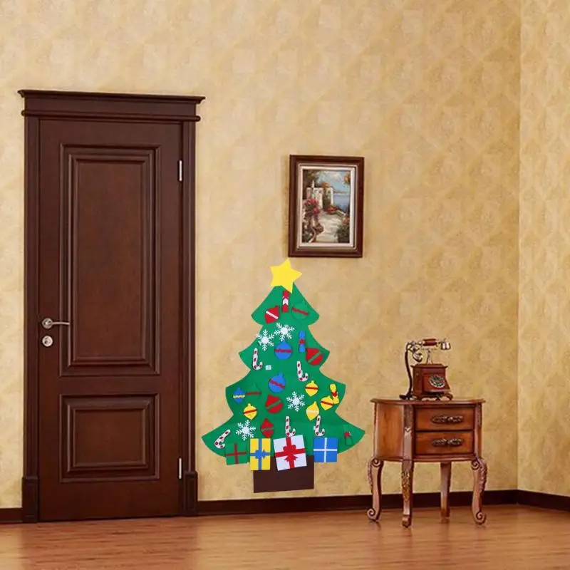 

DIY Christmas Tree Door Wall Three-dimensional Stereo Felt Hanging Gifts Navidad Ornaments New Year Presents Xmas Home Decor