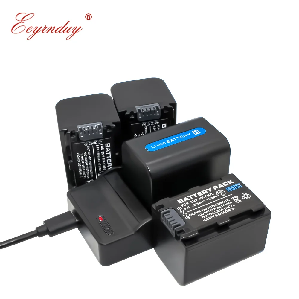 4 Pack Литий ионный аккумулятор + USB зарядное устройство для SONY NP FH70 FDR AX53 HDR CX675 CX455 CX900
