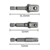3pcs Chrome Vanadium Steel Socket Adapter Extension Drill Bit Hex Shank to 1/4