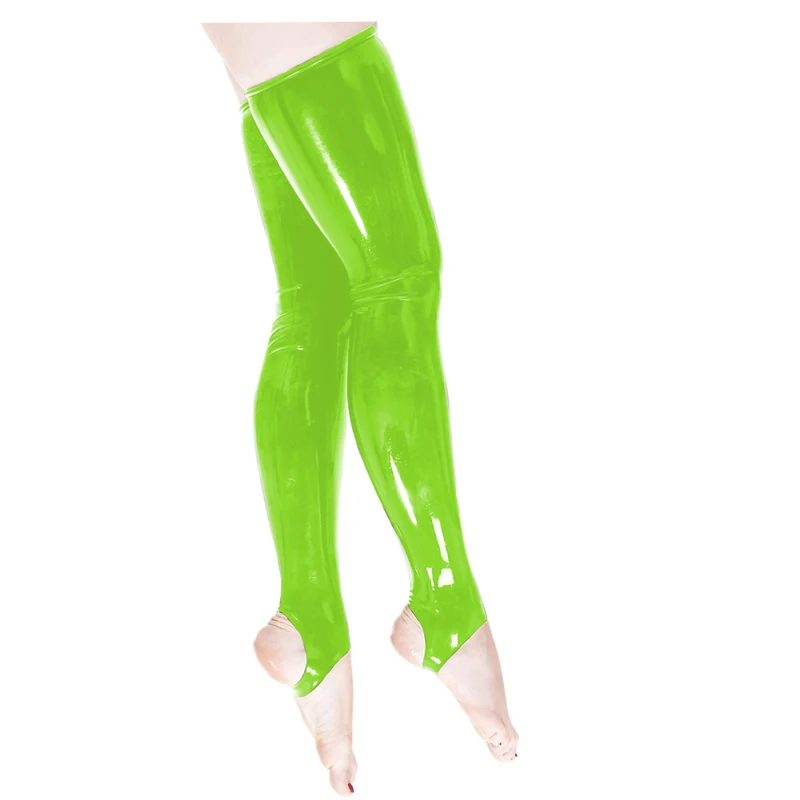 Pure Latex Stocking Women Apple Green Socks Over The Knees Foot