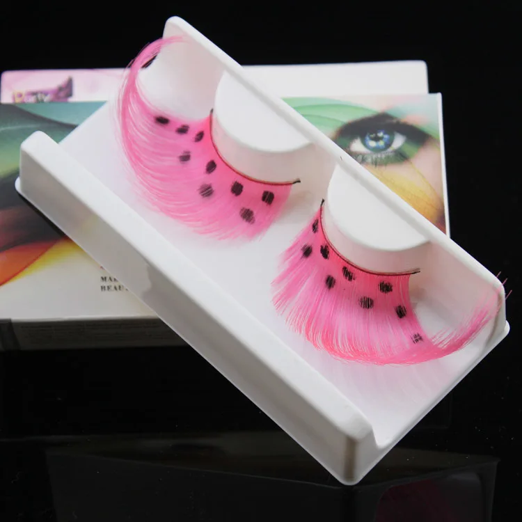 

Stage Cosmetics Arts Modeling Pink Colour Eyelashes Dye Black Speckle Exaggeration False Eyelashes Kz040