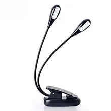 De doble Polo Luz de Lectura LED 4 LEDs ajustable clip para cuellos de cisne LED lámpara para soporte de música lectura de libros y Piano portátil leer