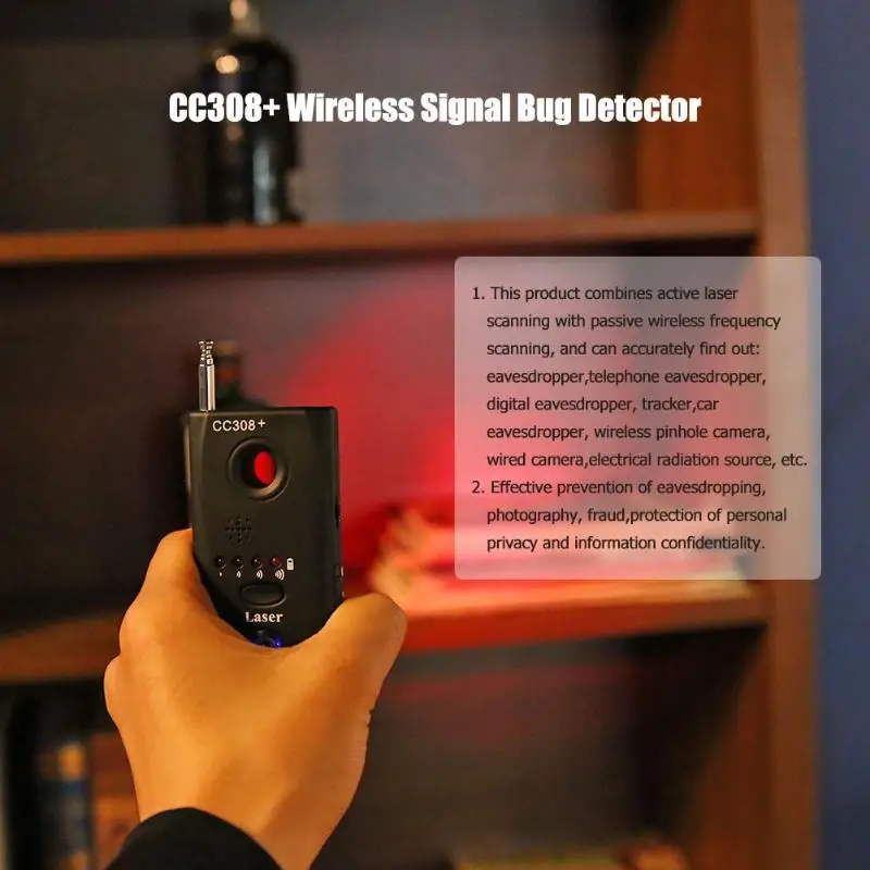 

CC308+ US Plug Pinhole-proof Camera Eavesdropper Privacy Protector Wireless Signal Bug Detector GPS Finder Tracker Security New