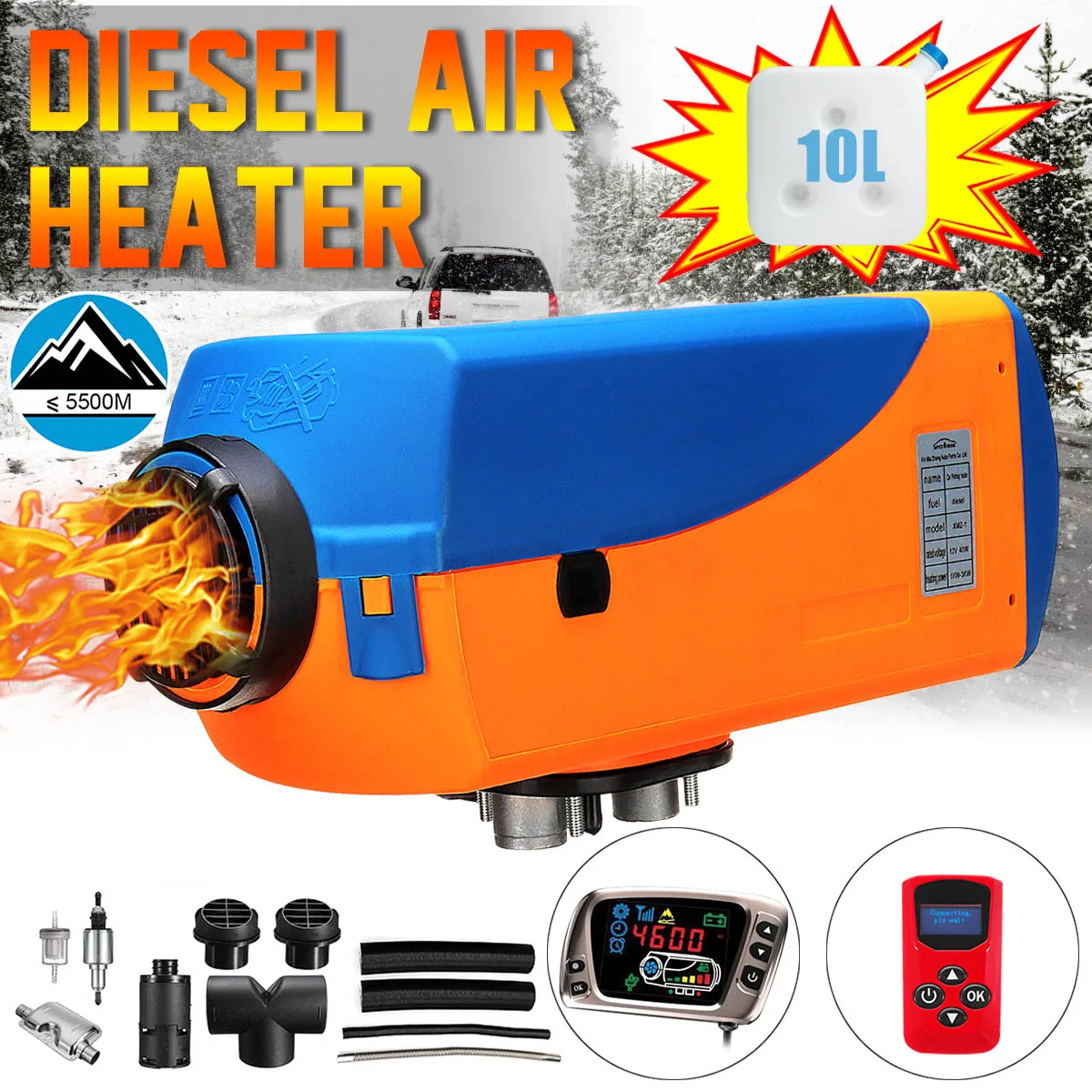 

12V 5KW Car Parking Air Diesels Fuel Heater LCD Switch 5000W Car Heater for RV Boats Motorhome Trucks Trailer +Remote + Silencer