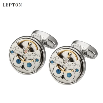 

Hot Sale Watch Movement Cufflinks For Mens Lepton Immovable Steampunk Gear Watch Mechanism Cuff links Men Shirt Cuffs Cufflink