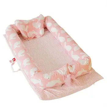 

Baby Portable Cribs Bed With Soft Pillow Removable And Washable Isolation Bed Breathable Hypoallergenic Infant Lounger 0-24M