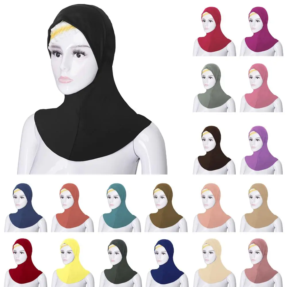 

Muslim Women Under Scarf Hat Cap Soft Bone Bonnet Ninja Hijab Islamic Neck Cover Plain Turban Headscarf Amira Bandanas Headwear