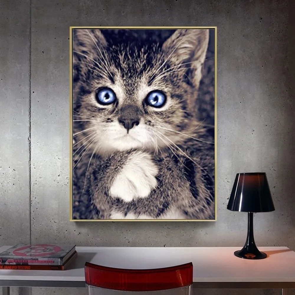 HUACAN полная квадратная Алмазная картина кошка 5D Diy Алмазная вышивка животные мозаичная картина стразы украшение дома для девушек хобби