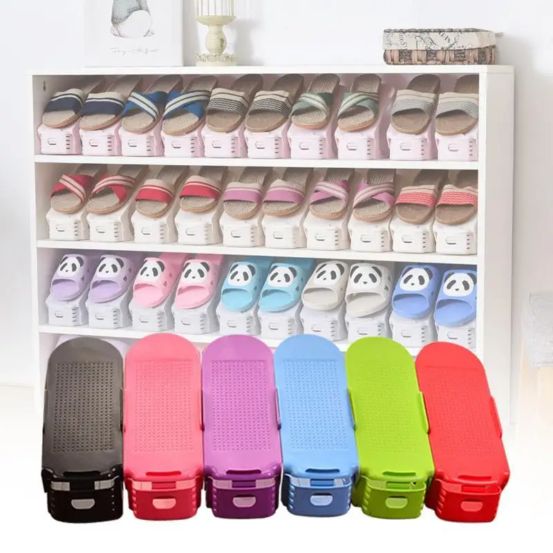 Japanese style Adjustable Shoe Rack Colorful Double Shoe Storage