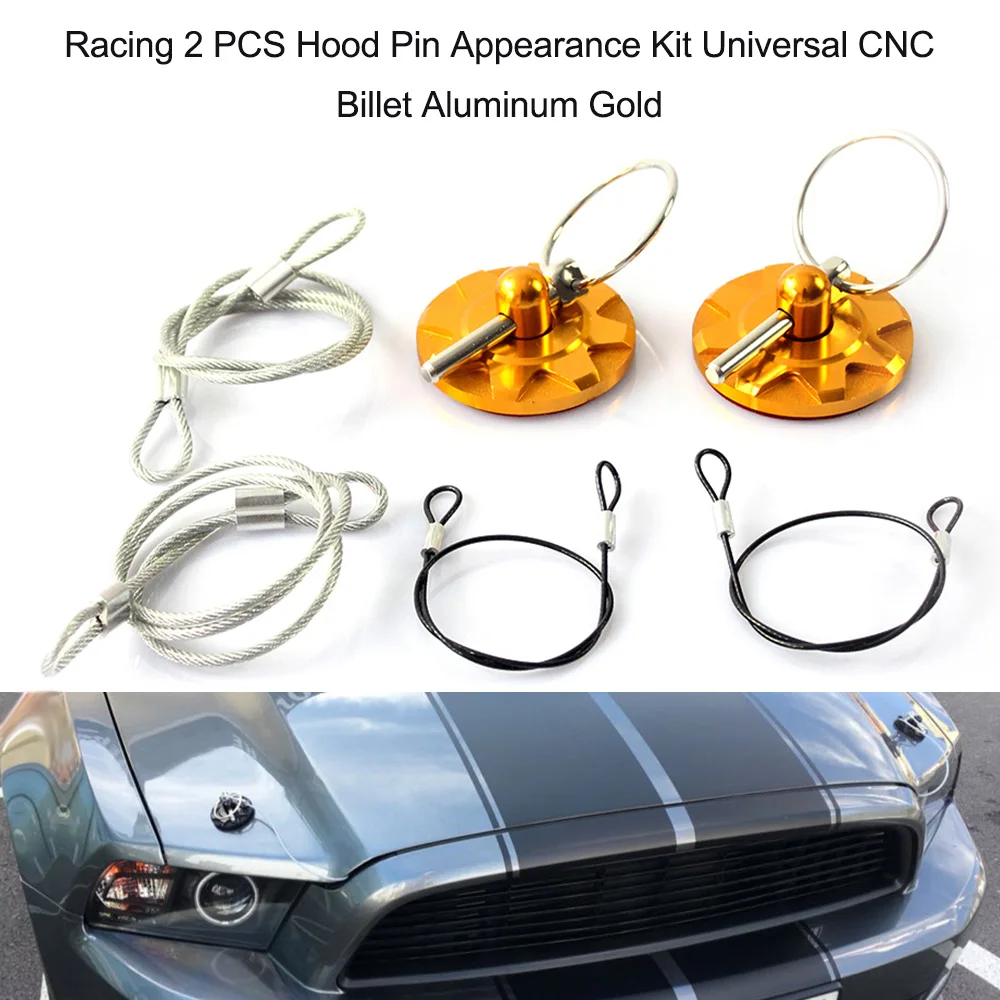 Universal Racing 2 PCS Hood Pin Appearance Kit Universal CNC Billet