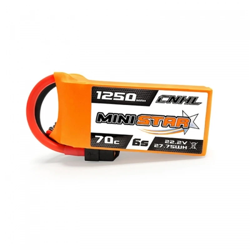 

CNHL MiniStar 1250mAh 22.2V 6S 70C Lipo Battery XT60 Plug for RC Drone Quadcopter FPV Racing
