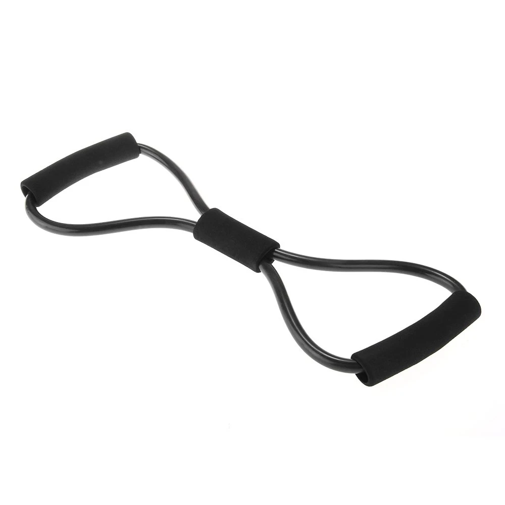 

Black Elastic Resistance Band Gym Yoga Exercise GYM Form 8 Tube