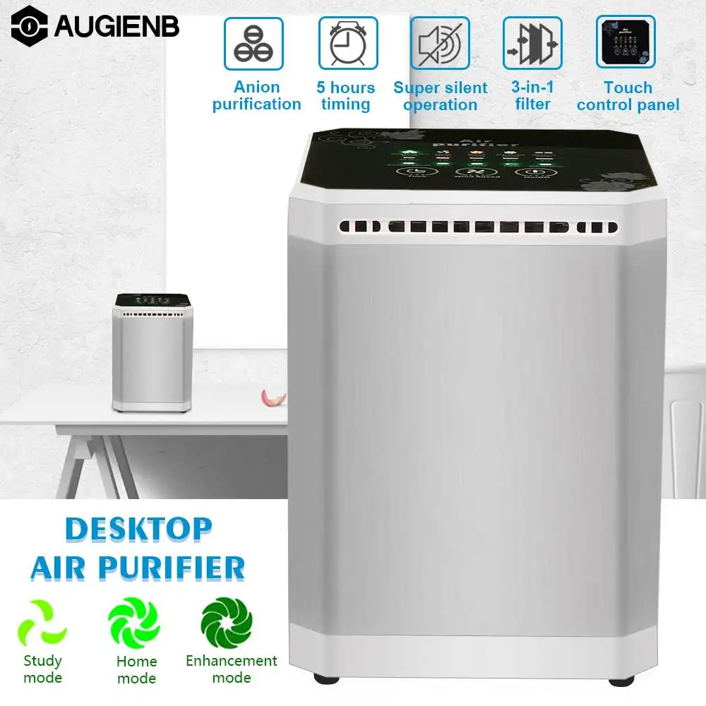 AUGIENB мини-Воздухоочистители 3-в-1 фильтр Мульти-функция отрицательных ионов 5 часов времени свежий коптильня для рабочего стола, очиститель воздуха для дома