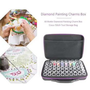 

60 Bottles Diamond Painting Box Tool Container Storage Box Carry Case Holder Hand Bag Zipper Design Shockproof Durable