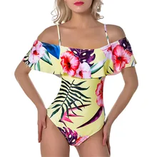 Сексуальный купальный костюм с открытыми плечами Бикини цветочный купальник купальный костюм женский цельный купальный костюм мягкий бикини купальный костюм женский купальный костюм
