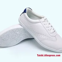 Обувь Tai Chi из воловьей кожи; дышащая обувь для кунг-фу ушу; кроссовки для боевых искусств; спортивная обувь для тренировок; Цвет белый; Размеры 35-44