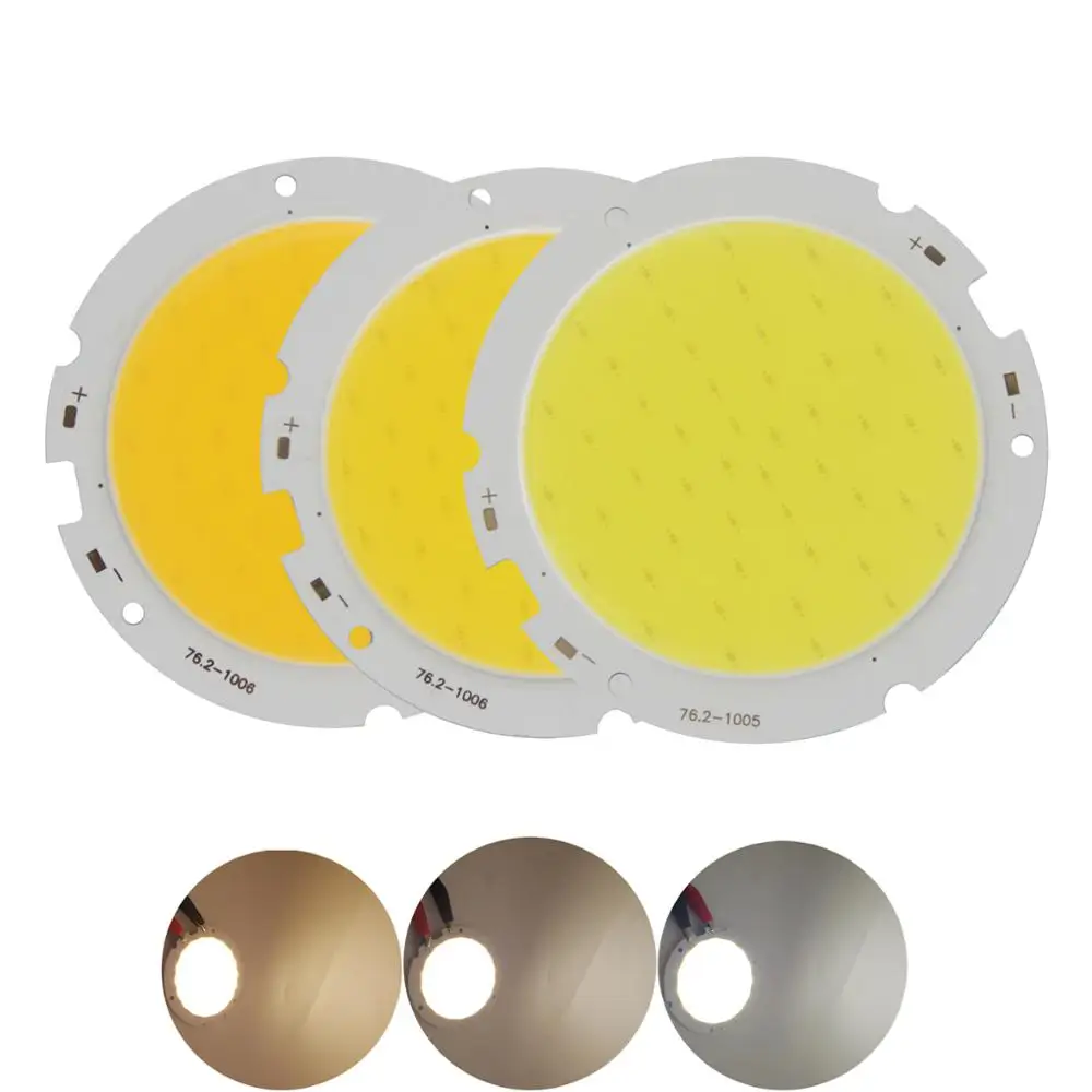 Allcob 76mm 원형 LED COB 광원 20W 30-33V DC 높은 루멘 고출력 모듈 칩 온 보드, 다운라이트 용