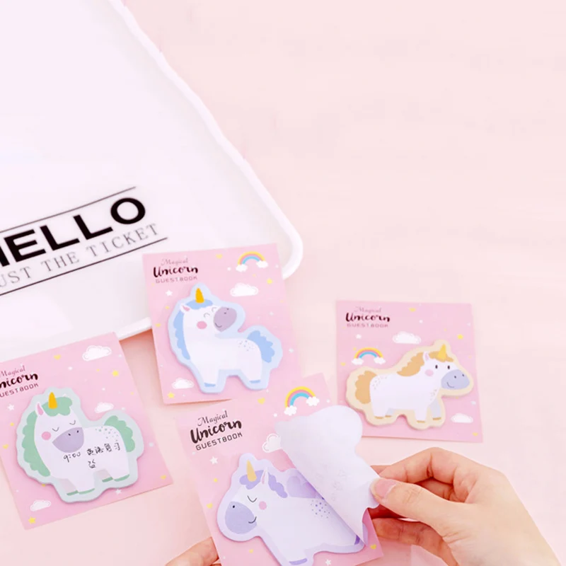30 листов Kawaii Единорог блокноты липкие милые для детей Подарки обратно в школу
