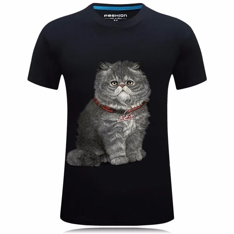 

BJCJWF New design 3d Cat Funny t-shirt Short sleeve Tee Cotton Male Slim Fit Lovers tops Casual mujer Surprise price wholesale