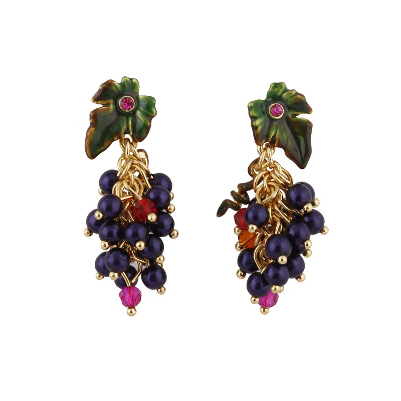 Free shipping high quality Enamel glaze purple grape flower earrings | Украшения и аксессуары