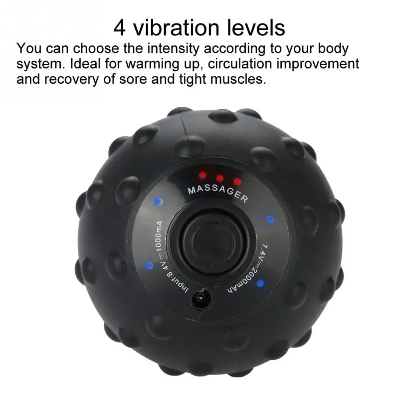 4 Speed High Intensity Vibrating Mini Electric Massage Ball for Fitness