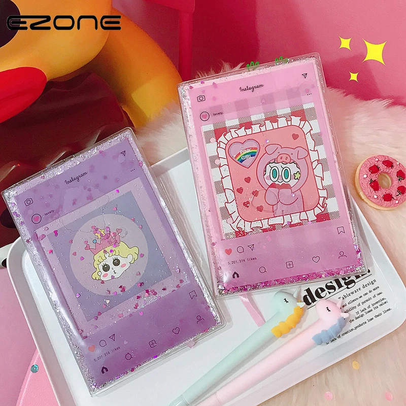 

EZONE Fresh Quicksand Notebook For Students Diary PVC Cover Note Book Traveler Journey Memo Pad Notepad School Office Supply