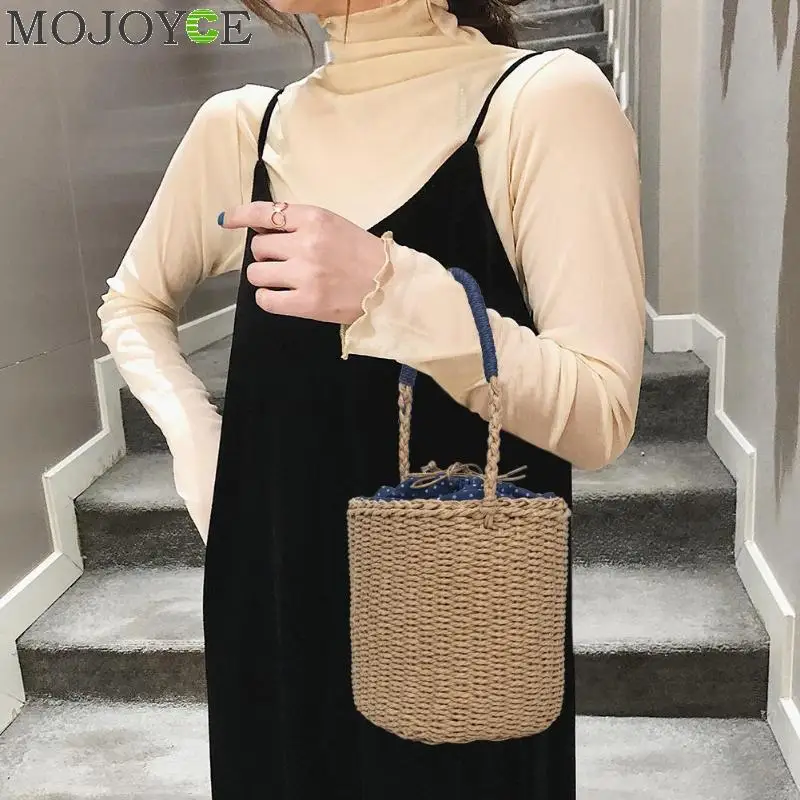 السيدات بلون عارضة الصيف الشاطئ القش النسيج الكتف دلو حقائب النساء اليدوية الأزياء بسيطة صغيرة الأعلى مقبض حقيبة السيدات بلون عارضة الصيف الشاطئ القش النسيج الكتف دلو حقائب النساء اليدوية الأزياء بسيطة صغيرة الأعلى مقبض حقيبة