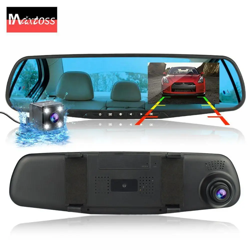 4 3 &quotАвтомобильный Dvr Dash Cam Зеркало 1080 P полный HD с двумя линзами заднего вида