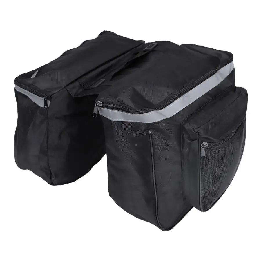 

25L Double Sided Bicycle Bike Rack Back Rear Seat Tail Carrier Trunk Double Pannier Bag Back Rain Cover and Red