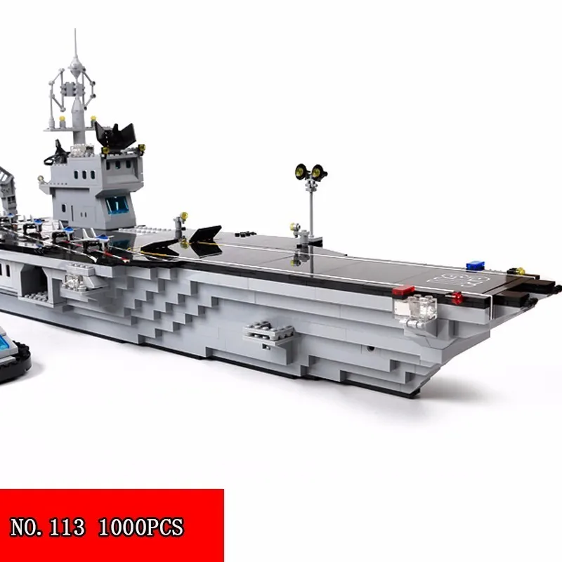 

1000pcs Building Block Small Grain Assembling Model 6-12 Year Boy Alpinia Oxyphylla Toys Military Series Aircraft Carrier 113