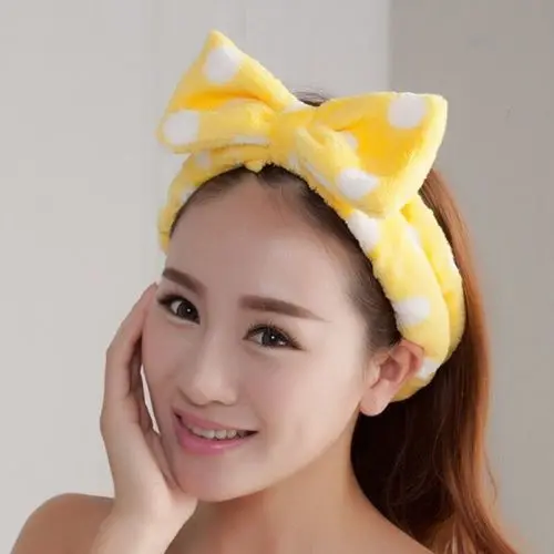 

Beauty Big Bow Dot Striped Soft Shower Hair Band Wrap Headband Bath Spa MakeUp