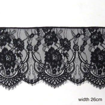 

30meter Width 18CM White Black eyelash Lace Trim fabric Embroidery Lace Fabric Diy Dress Clothes decoration Accessories