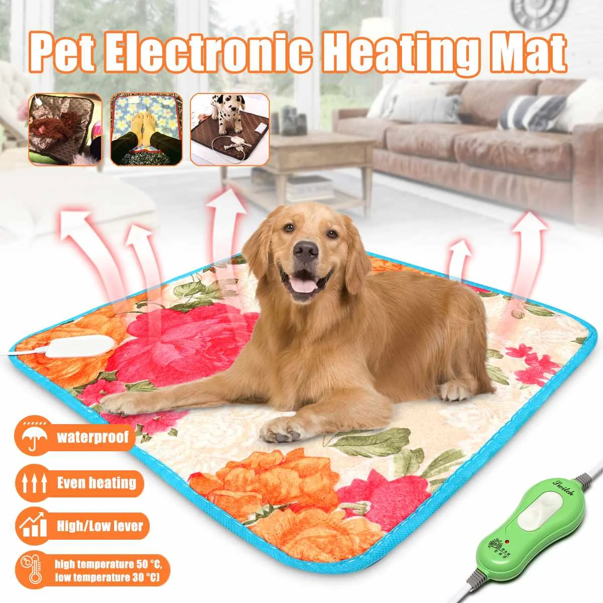 New 40cm*40cm Pet Warm Electric Heat Heated Heating Pad Mat Blanket